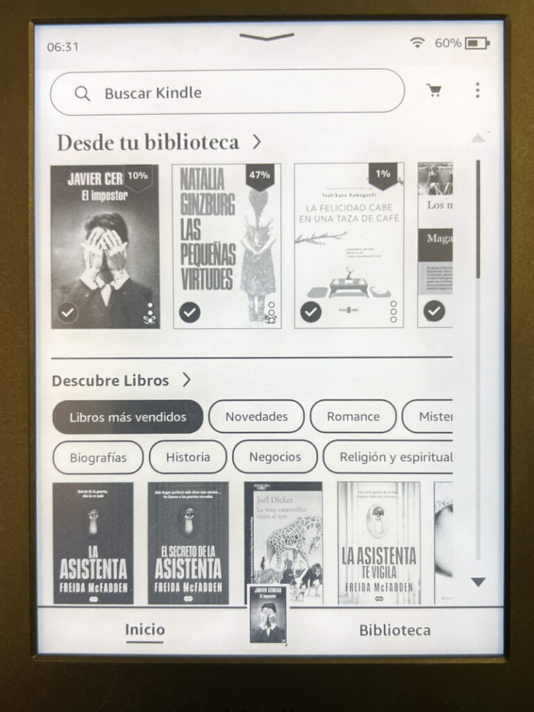 captura pantalla Kindle