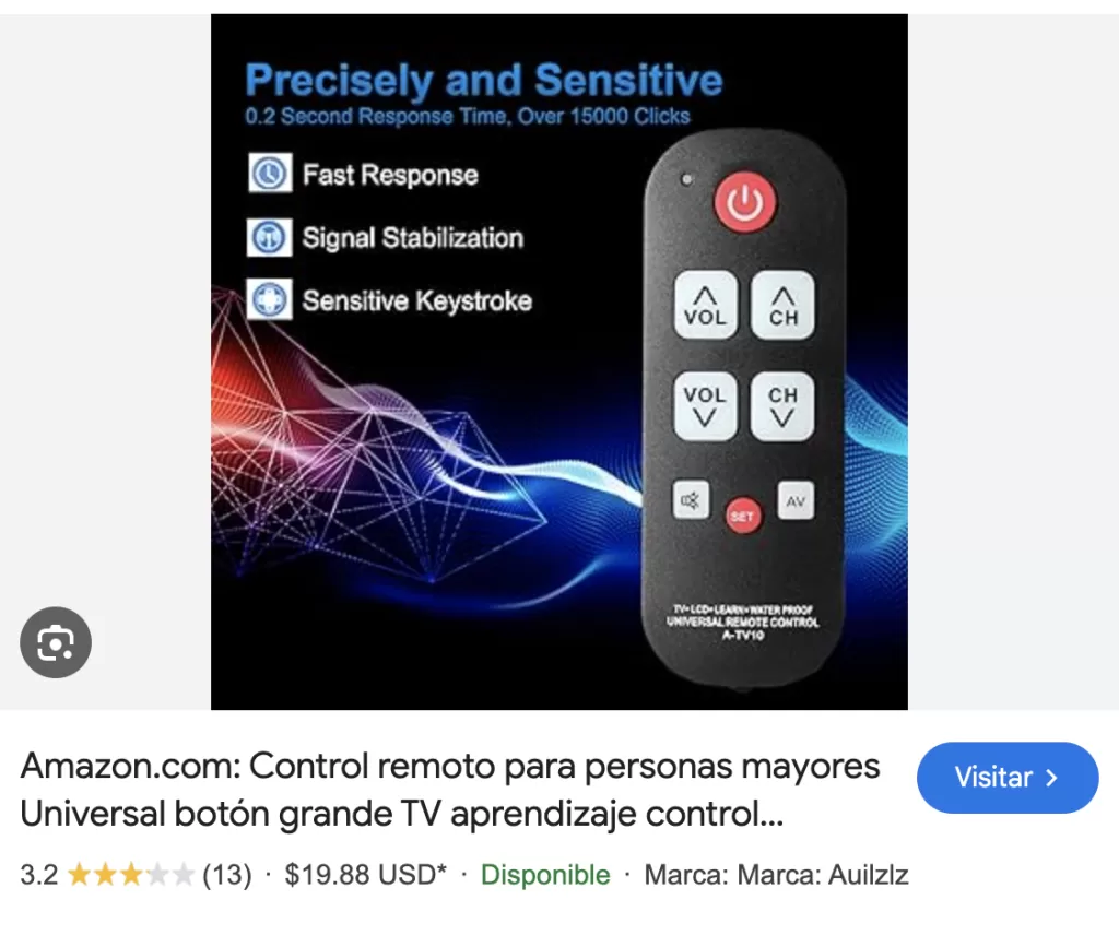 control remoto para personas mayores. no sos vos es el diseño